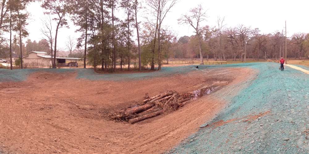 Hydro-seeded pond in High Meadow Ranch