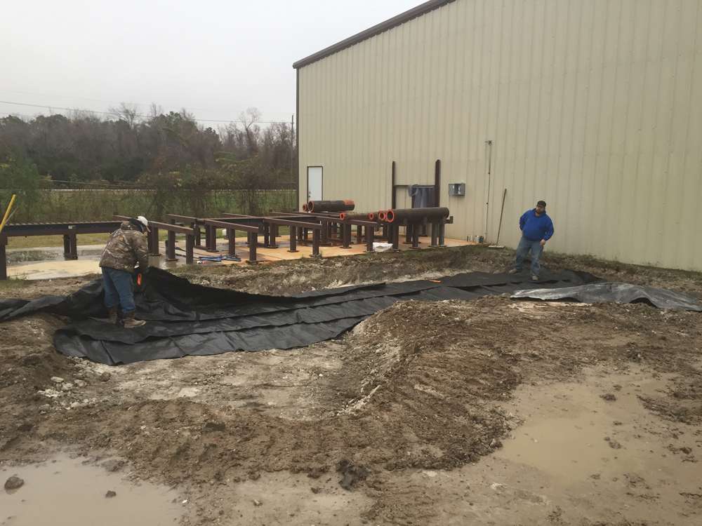Laydown yard drainage repair during construction