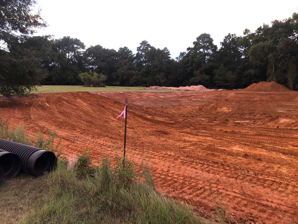 Pond repair project in progress