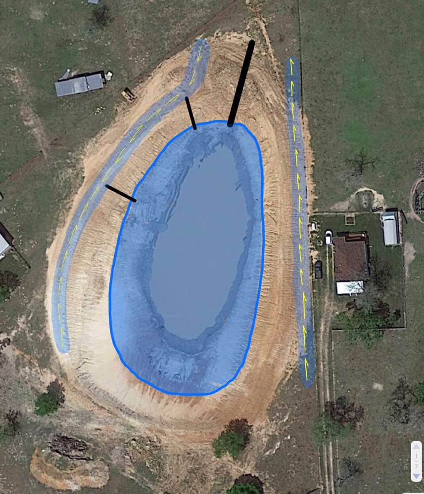 Aerial view of pond repair