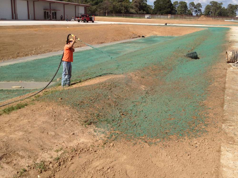 Hydroseeding for erosion prevention in Houston Texas